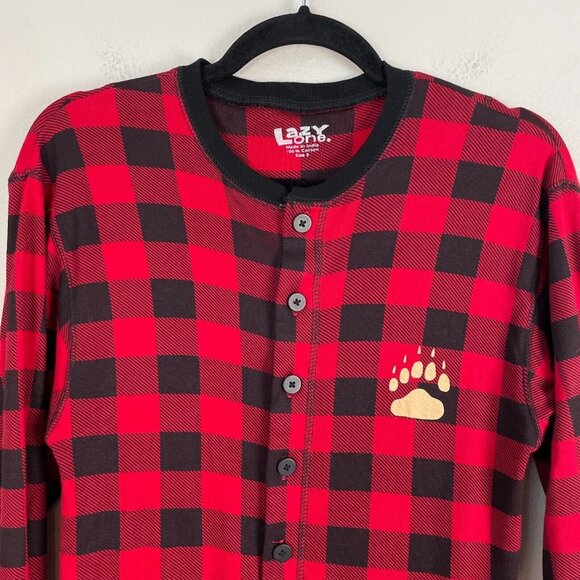 Lazy One Adult Small Buffalo Plaid Union Suit One Piece Pajama Flap Jacks UNISEX - Picture 4 of 10